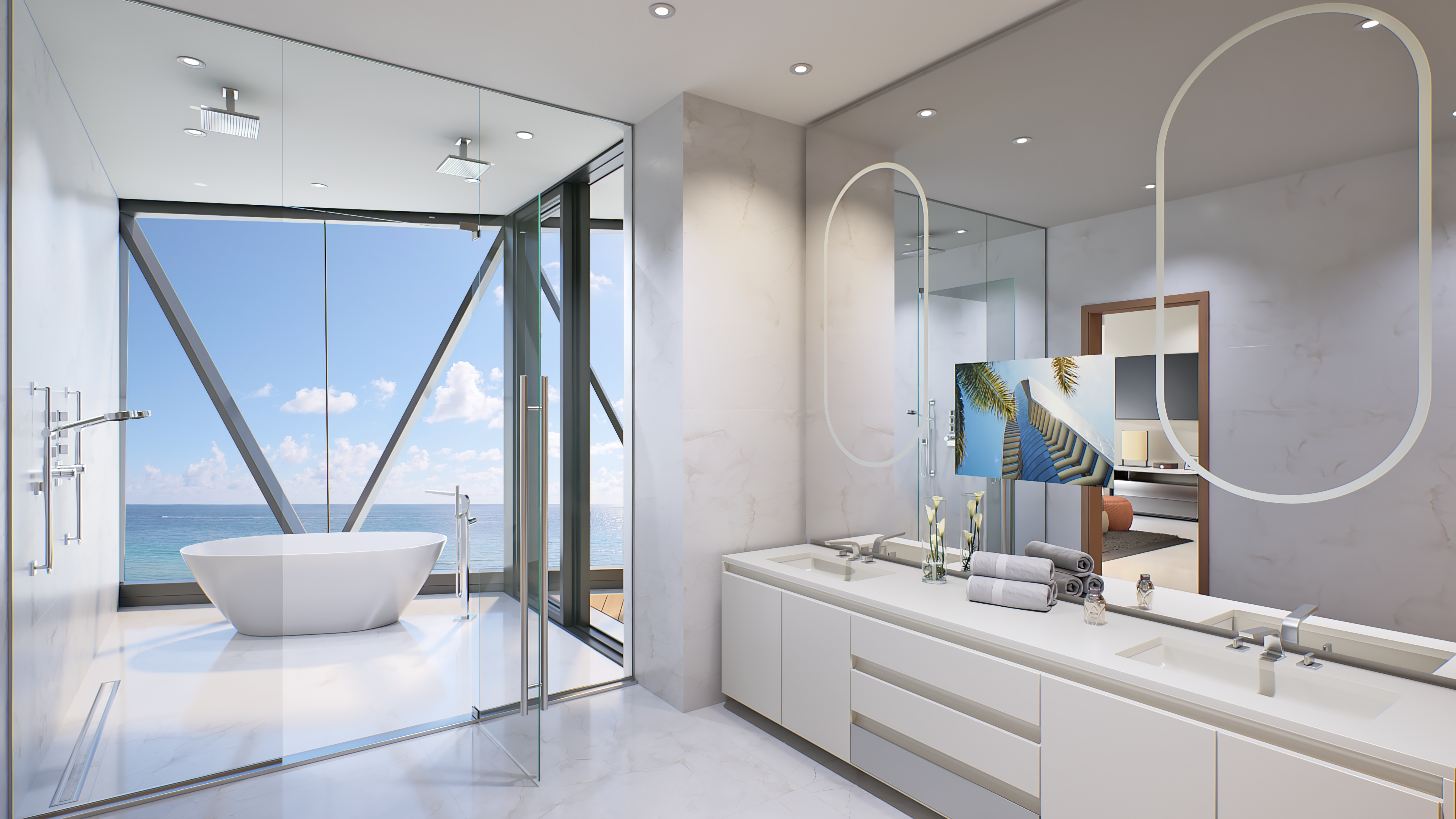 Bentley Residences amenities include spa-style bathrooms in luxury condos Bentley Miami