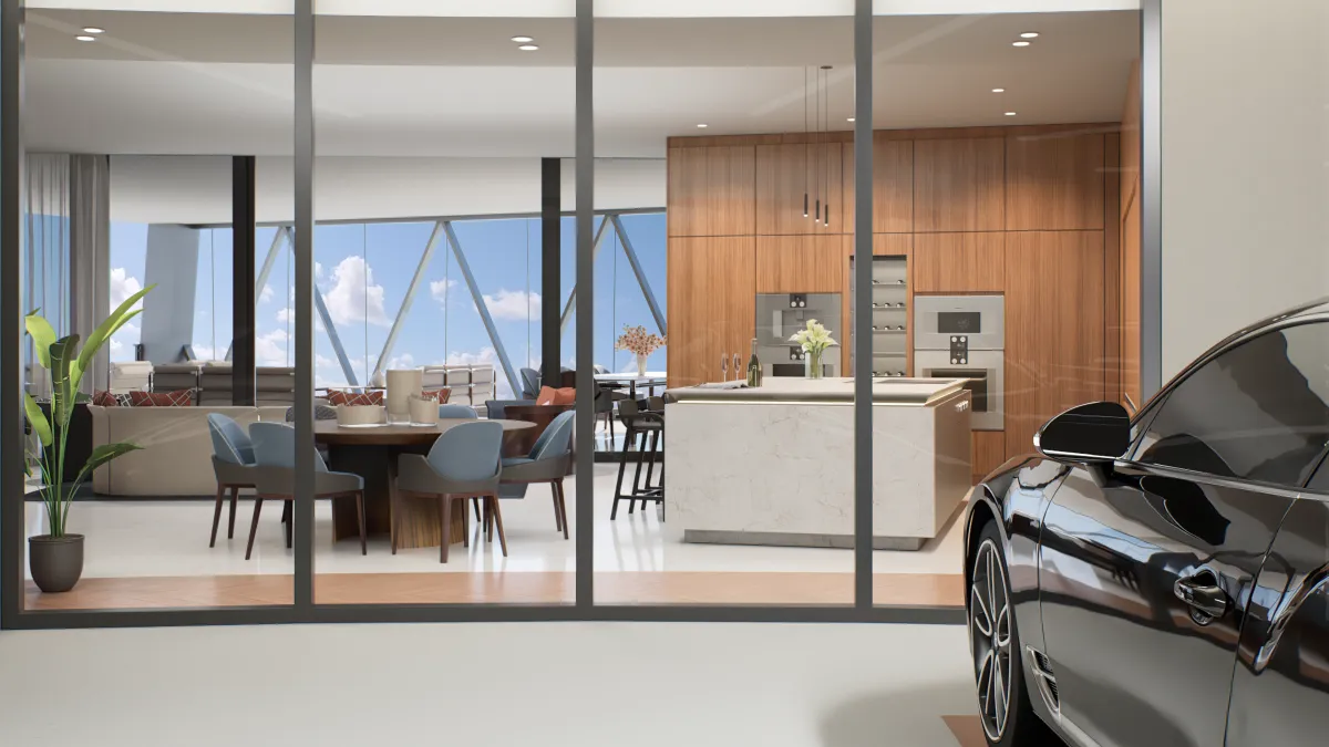 Bentley Residences High-end condos with private pools Miami featuring marble luxury kitchens